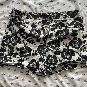 Black and white floral shorts